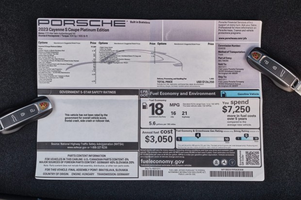 18-Mile 2023 Porsche Cayenne S Coupe Platinum Edition