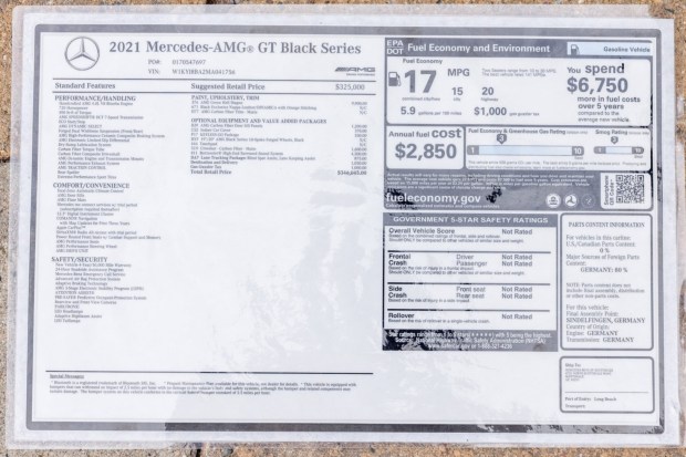 165-Mile 2021 Mercedes-AMG GT Black Series